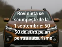 Rovinieta se scumpește de la 1 septembrie: 50 de euro pe an pentru autoturisme