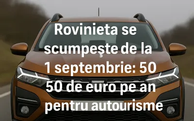 Rovinieta se scumpește de la 1 septembrie: 50 de euro pe an pentru autoturisme