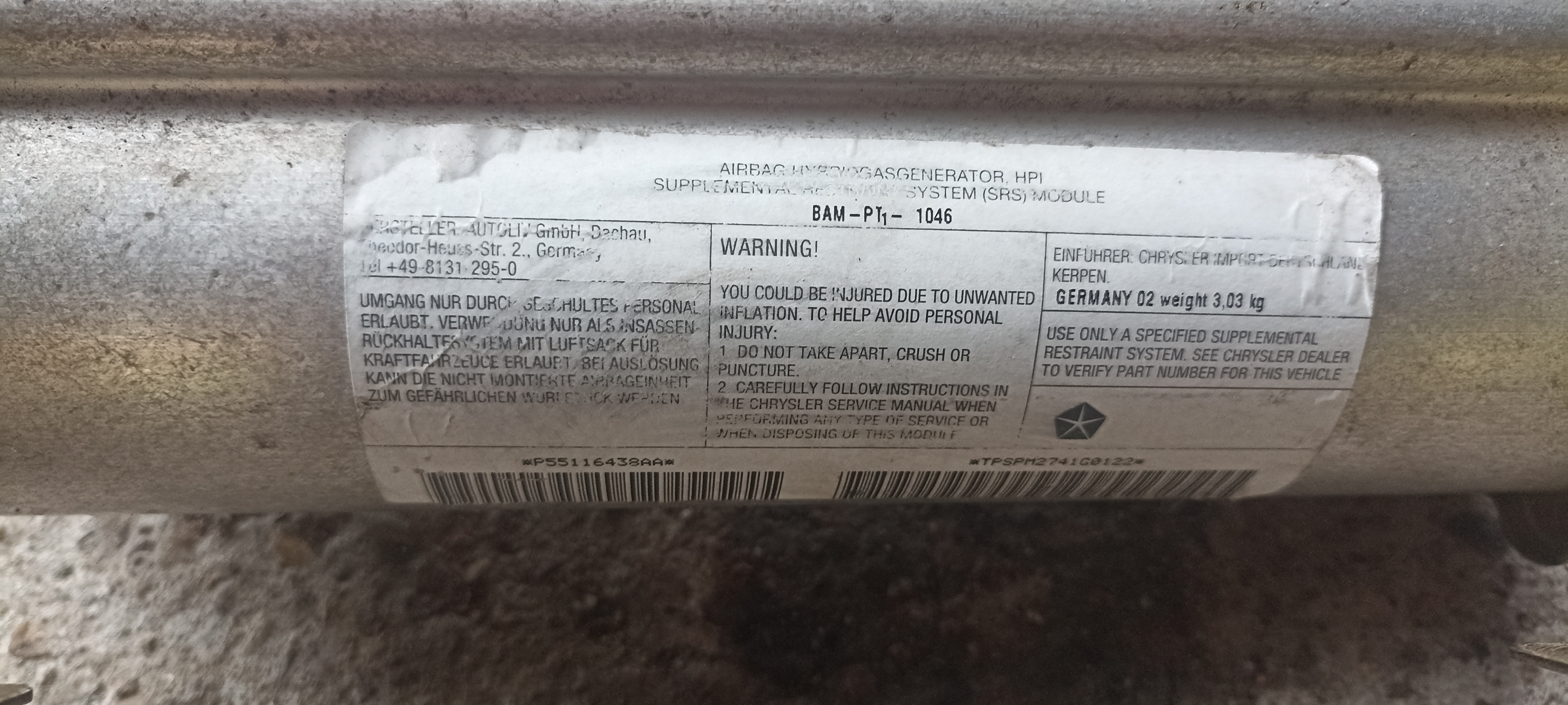 Airbag pasager Jeep Grand Cherokee, P55116438AA