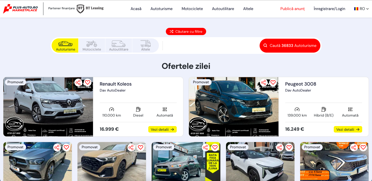 Cod de reducere 30% pentru anunțuri auto pe Plus-Auto.ro: folosește DRIVE30