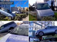 Cum se poate întâmpla asta? O șoferiță din Constanța a vrut să parcheze, dar a încurcat comenzile mașinii automate.