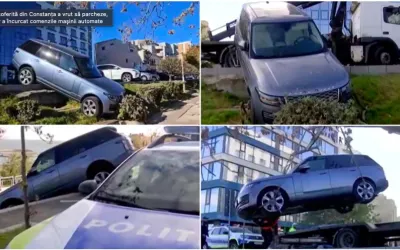 Cum se poate întâmpla asta? O șoferiță din Constanța a vrut să parcheze, dar a încurcat comenzile mașinii automate.