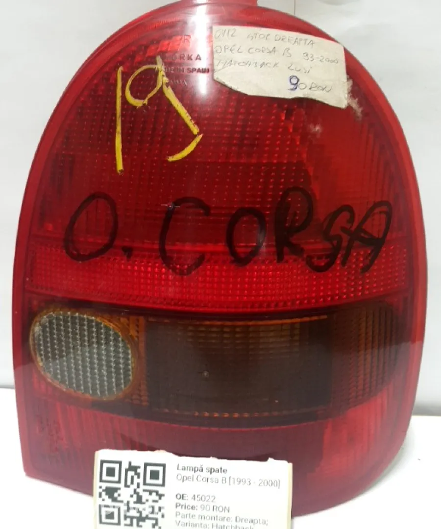 Lampă spate - Parte montare: Dreapta, Varianta: Hatchback - Opel Corsa B [1993 - 2000] Hatchback 3-doors