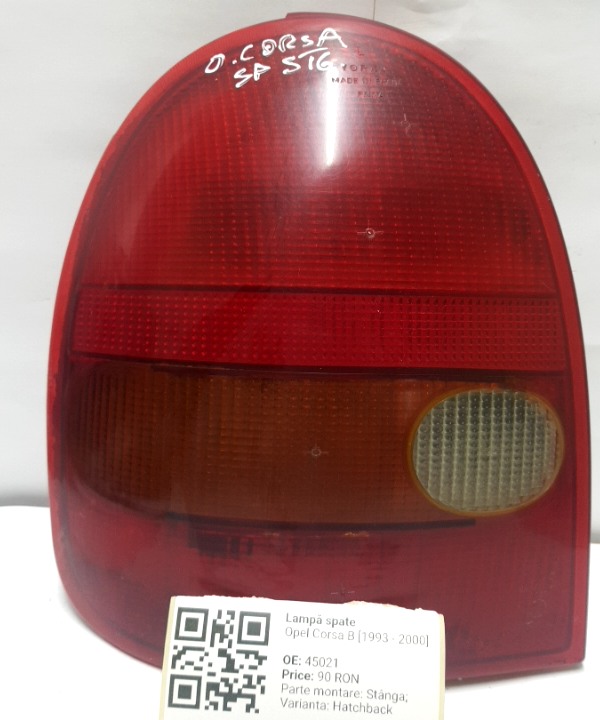 Lampă spate - Parte montare: Stânga, Varianta: Hatchback - Opel Corsa B [1993 - 2000] Hatchback 3-doors