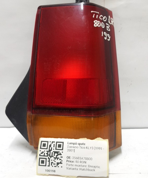 Lampă spate - Parte montare: Dreapta, Varianta: Hatchback - Daewoo Tico KLY3 [1991 - 2001] Hatchback