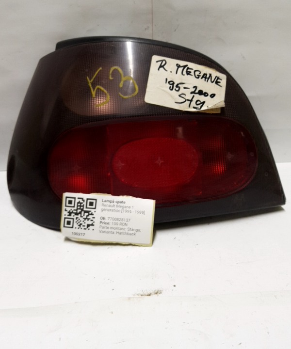 Lampă spate - Parte montare: Stânga, Varianta: Hatchback - Renault Megane 1 generation [1995 - 1999] Hatchback