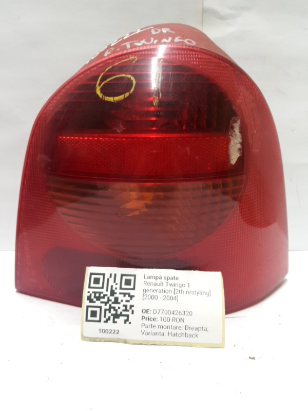 Lampă spate - Parte montare: Dreapta, Varianta: Hatchback - Renault Twingo 1 generation [2th restyling] [2000 - 2004] Hatchback