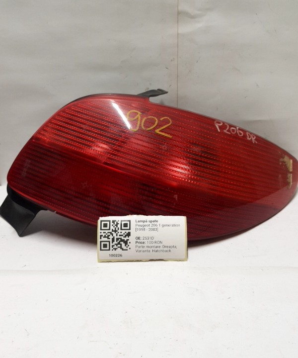 Lampă spate - Parte montare: Dreapta, Varianta: Hatchback - Peugeot 206 1 generation [1998 - 2003] Hatchback 3-doors