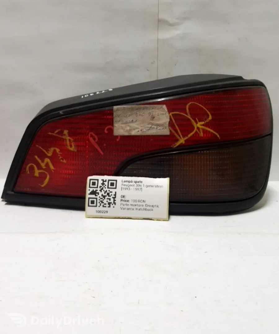 Lampă spate - Parte montare: Dreapta, Varianta: Hatchback - Peugeot 306 1 generation [1993 - 1997] Hatchback 5-doors