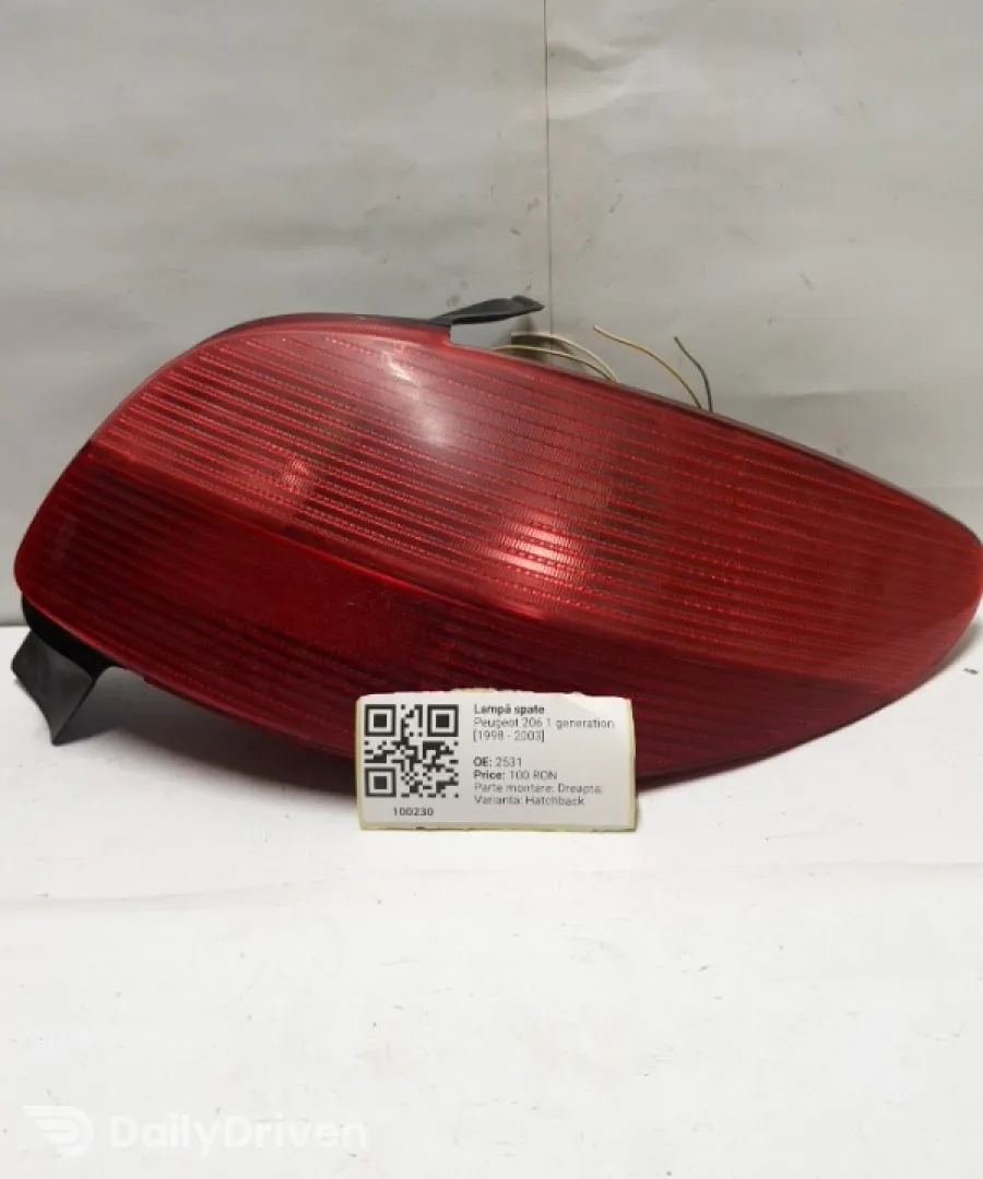 Lampă spate - Parte montare: Dreapta, Varianta: Hatchback - Peugeot 206 1 generation [1998 - 2003] Hatchback 3-doors