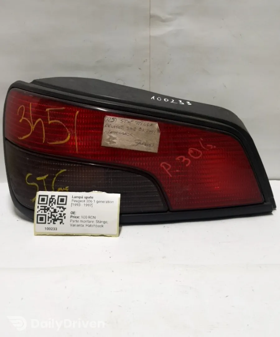 Lampă spate - Parte montare: Stânga, Varianta: Hatchback - Peugeot 306 1 generation [1993 - 1997] Hatchback 5-doors