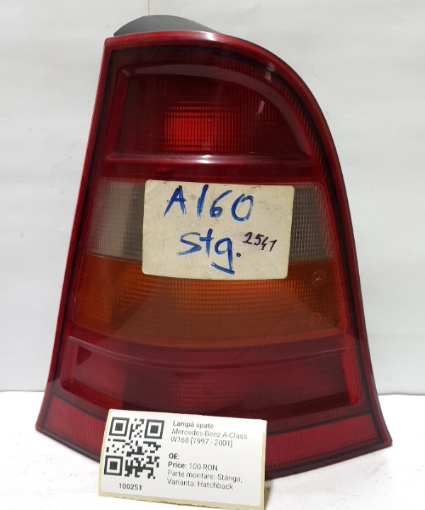 Lampă spate - Parte montare: Stânga, Varianta: Hatchback - Mercedes-Benz A-Class W168 [1997 - 2001] Hatchback