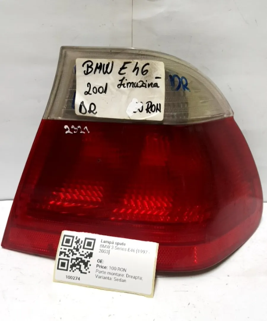 Lampă spate - Parte montare: Dreapta, Varianta: Sedan - BMW 3 Series E46 [1997 - 2003] Sedan 4-doors