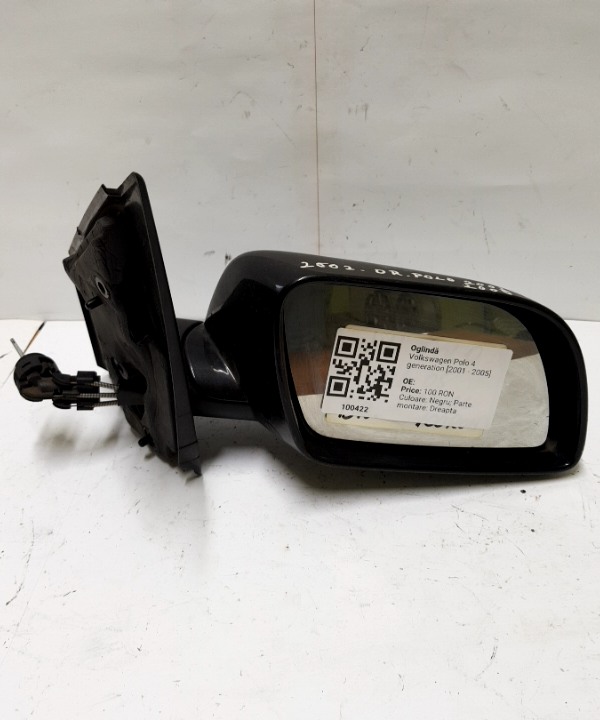 Oglindă  - Culoare: Negru, Parte montare: Dreapta - Volkswagen Polo 4 generation [2001 - 2005]