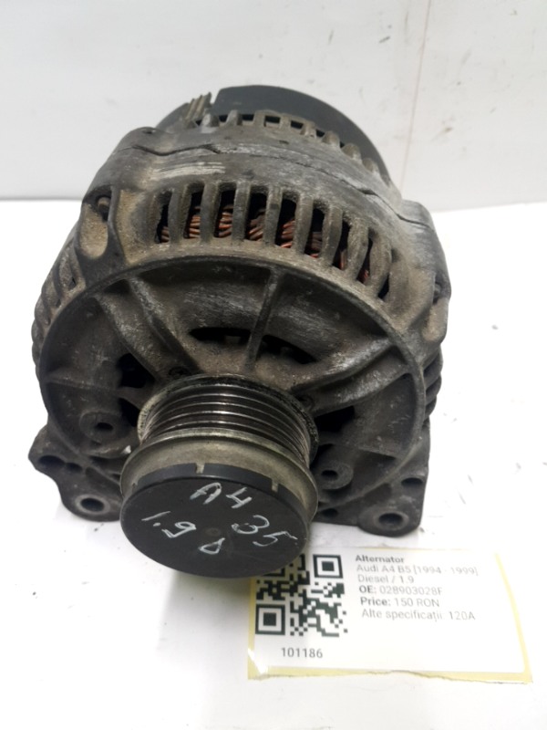 Alternator - Alte specificații: 120A - Audi A4 B5 [1994 - 1999] Sedan 1.9 D MT (75 hp)