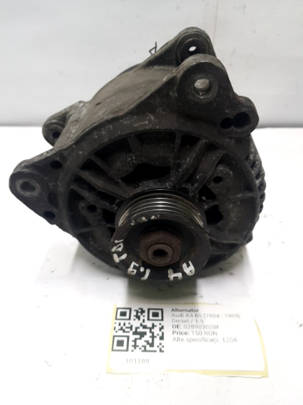 Alternator - Alte specificații: 120A - Audi A4 B5 [1994 - 1999] Sedan 1.9 D MT (75 hp)