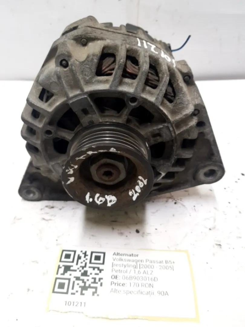 Alternator - Alte specificații: 90A - Volkswagen Passat B5+ [restyling] [2000 - 2005] Sedan 1.6 MT (102 hp)