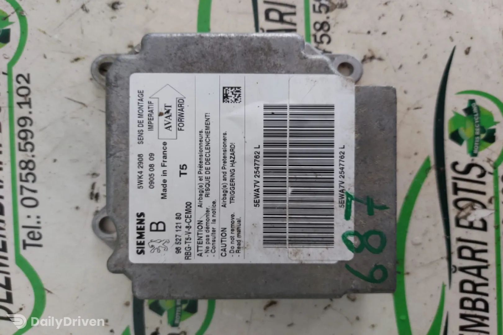 Calculator airbag 9652712180 9652712180 Peugeot 307  [2001 - 2005] Hatchback 5-usi 1.6 MT (109 hp)