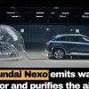 Hyundai Nexo emite vapori de apă și purifică aerul în proporție de 99,9%, astfel încât gazele emise de vehicul sunt mai pure decât aerul ambiental.