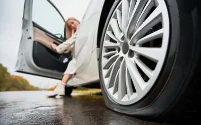 How to reach a tire shop safely with a flat tire