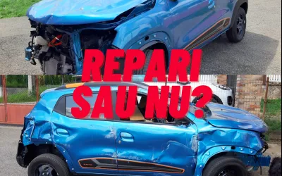 Dupa un accident cu Dacia Spring, un conducator auto oscileaza daca sa mai repare sau nu masina
