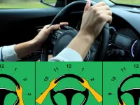 Care este pozitia corecta a mainilor pe volan?