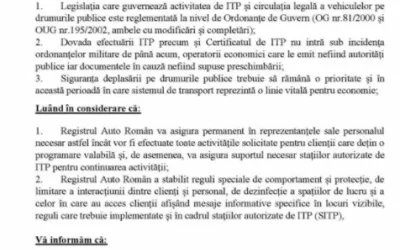 Comunicat RAR privind valabilitatea ITP-ului pe perioada COVID-19